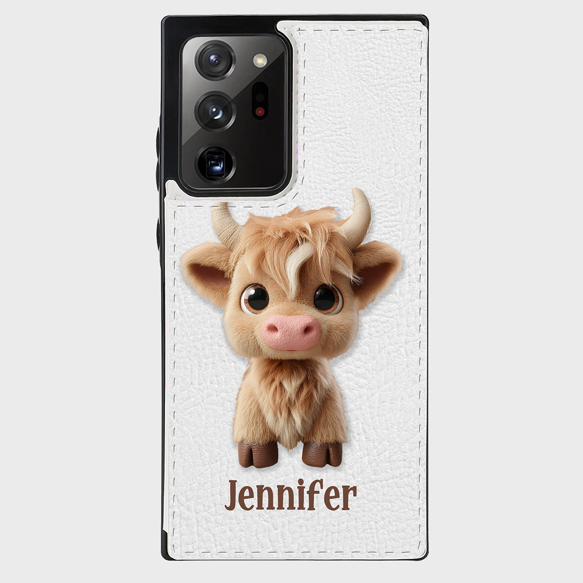 Niedliche Hochlandkuh – Personalisierte, faltbare Handyhülle mit Hochlandkuhmotiv