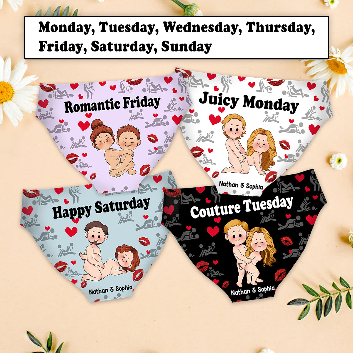 Saftiger Montag – Personalisierte Damen-Pantoletten für Paare