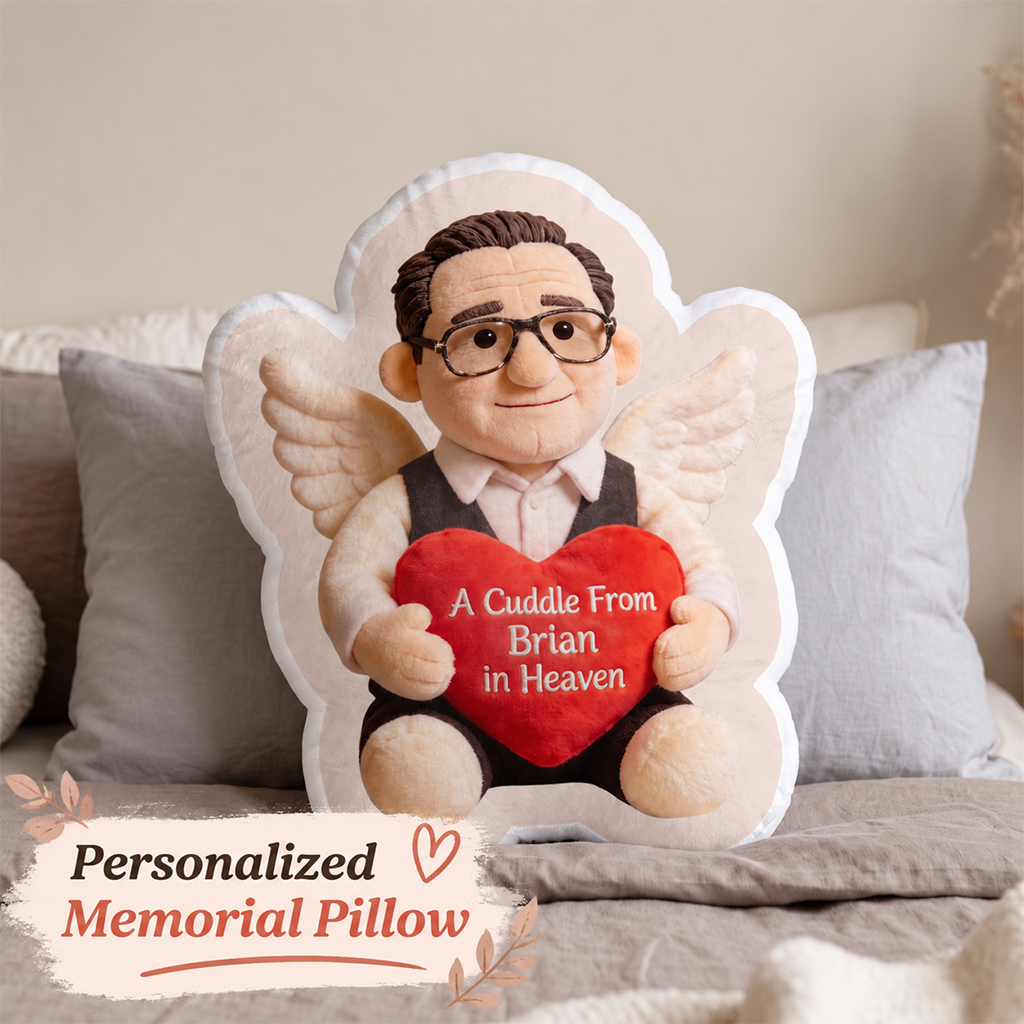 Personalized Little Boy Memorial Shaped Pillow Sympathy Gift For Loss Of Loved Ones