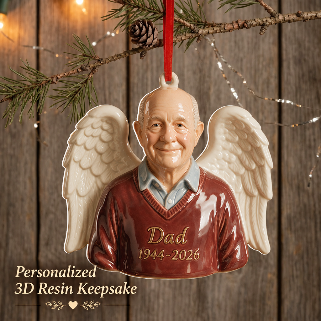 Personalized Christmas Older Latino Man Grandpa 3D Memorial Ornament Keepsake