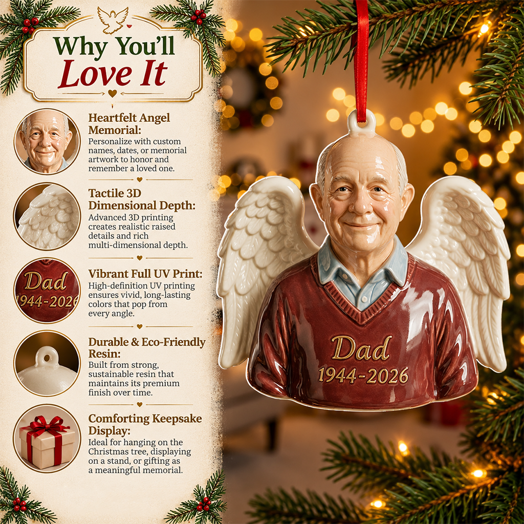 Personalized Christmas Middle-Aged Black Woman Memorial 3D Ornament