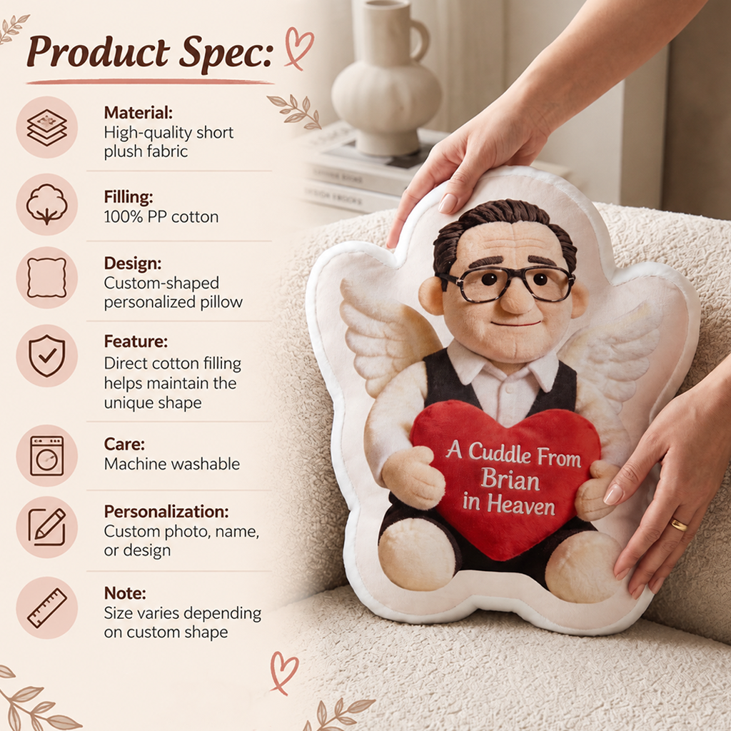 Personalized Memorial Latino Man Shaped Pillow Sympathy Remembrance Gift