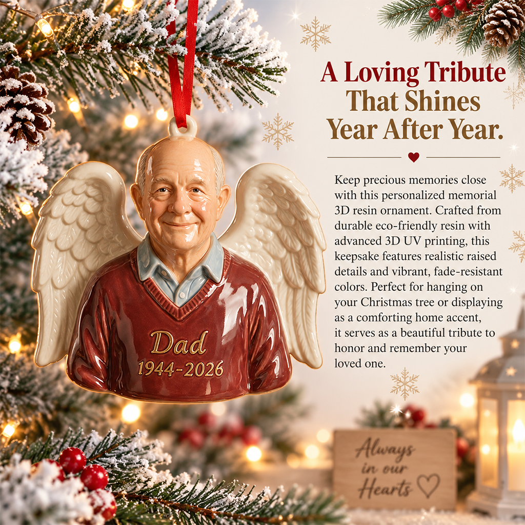 Personalized Christmas Older Latino Man Grandpa 3D Memorial Ornament Keepsake
