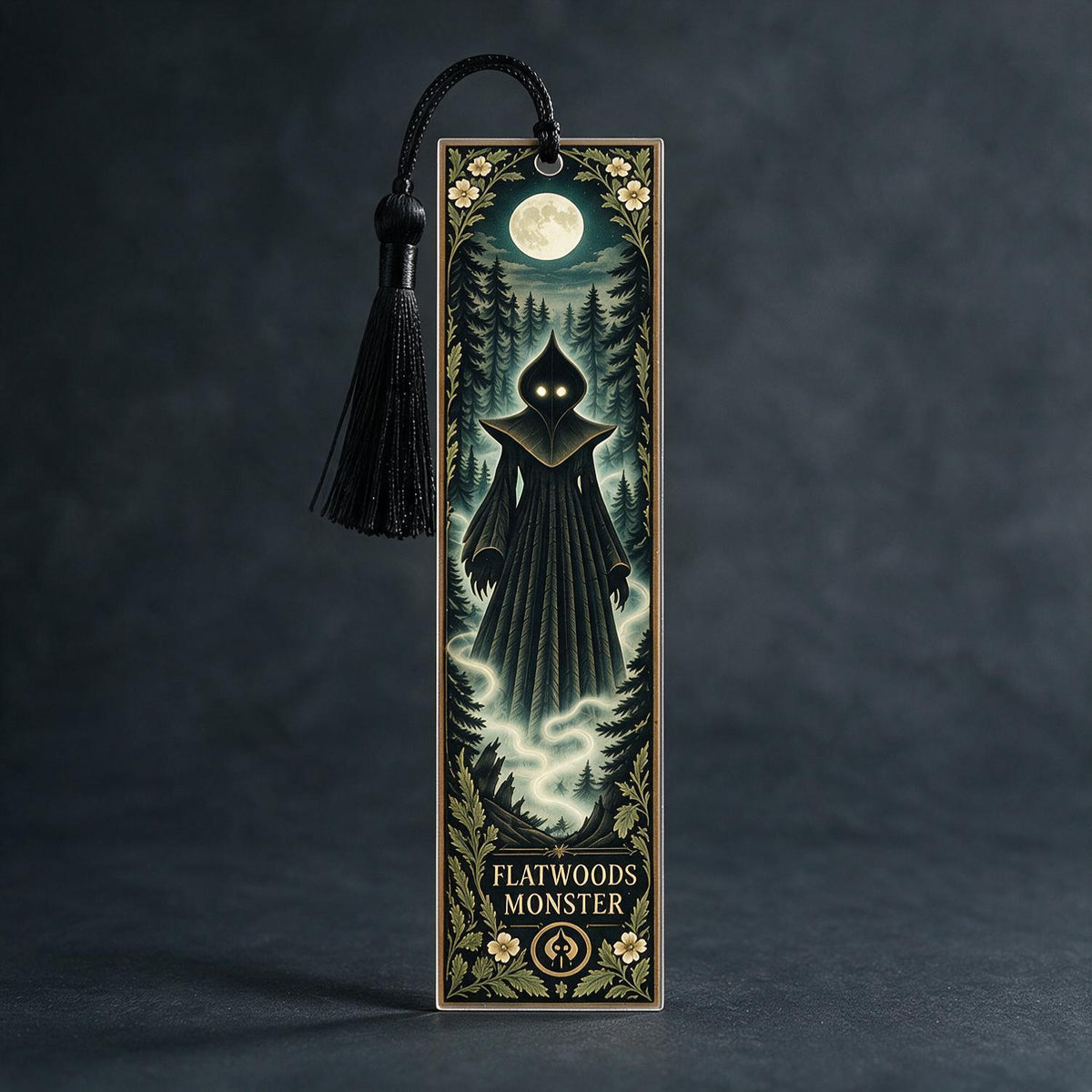 Personalized Flatwoods Monster Acrylic Bookmark with Tassel, Spooky Cryptid Book Lover Gift