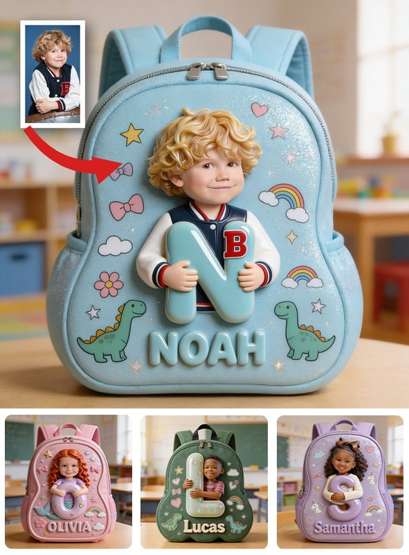 Personalisierter 3D Lockiger Blonder Junge Rucksack mit Namen, Süßes Geschenk für Vorschulkinder