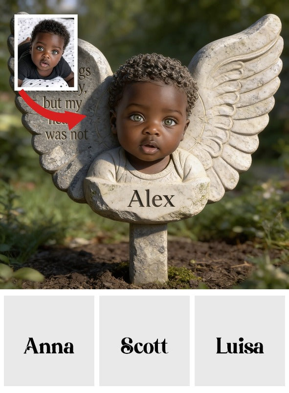 Personalized Black Baby Angel Memorial Garden Sign 'Your Wings Were Ready' Custom Child Loss Remembrance Acrylic Plaque