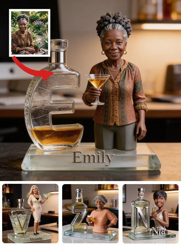 Personalized Black Grandma Holding Martini Custom Shaped Acrylic Plaque - Thoughtful Mom Gift Home Bar Desk Decor