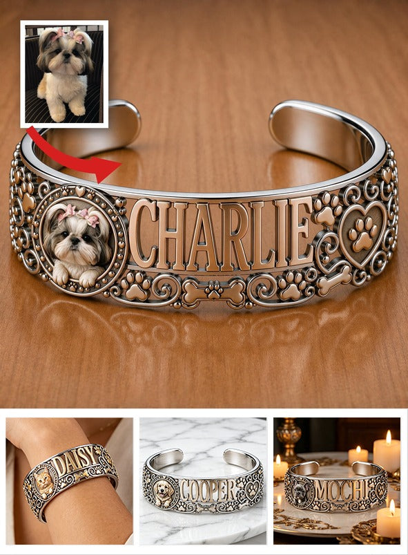 Personalisierbares süßes Shih Tzu Hund Armreif - Individuelles Namensgeschenk für Shih Tzu-Besitzer, Hundemütter und Tierliebhaber
