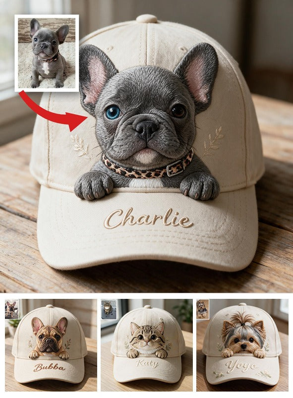 Personalized Embroidered Grey French Bulldog Puppy Classic Cap, Custom Frenchie Gift for Dog Lovers