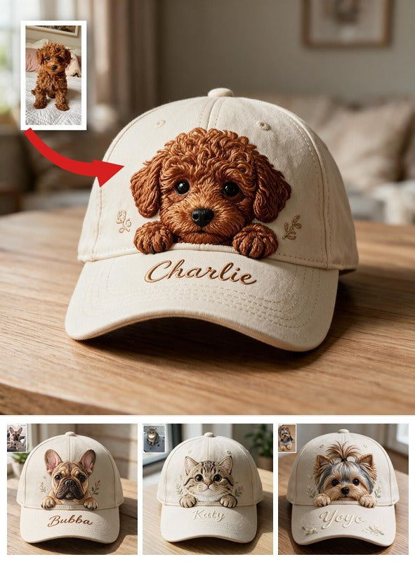 Personalized Embroidered Style Peeking Brown Poodle Classic Cap, Custom Gift for Poodle Lovers and Pet Owners
