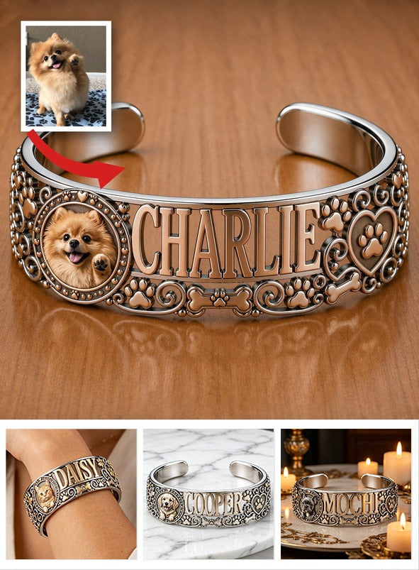 Personalisierbares Fluffy Pomeranian Armband mit Namen - Geschenk für Pomeranian-Besitzer