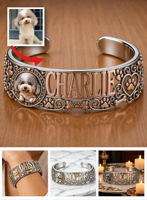 Personalisierbares Fluffy Toy Poodle Armband, Individuelles Namensgeschenk für Pudelbesitzer