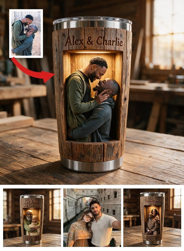 Personalisierter LGBT Schwarzes Paar Tumbler 'Du & Ich, Wir schaffen das' Geschenk für den Gay Partner Jahrestag Stolz Alltagsgeschirr