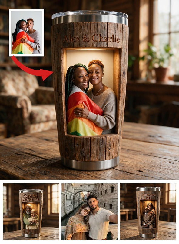 Personalized LGBT Lesbian Black Couple 'You & Me We Got This' Tumbler - Custom Pride Gift For Couple Anniversary Travel Drinkware
