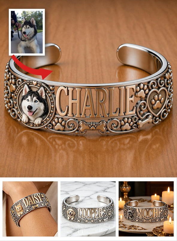 Personalisierbares Siberian Husky Armreif - Individuelles Namensgeschenk für Husky-Liebhaber und stolze Hundemütter