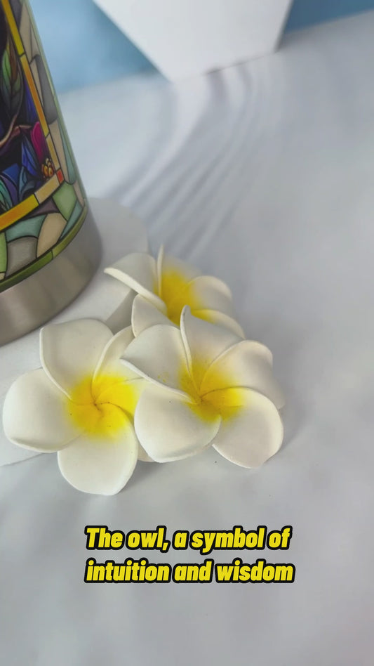 Niedliches Eulen-Buntglas - Personalisierter Eulen-Trinkbecher