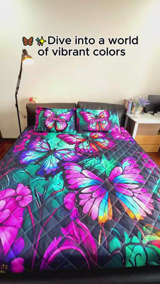 Beautiful Butterflies - Personalized Butterfly Quilt Set