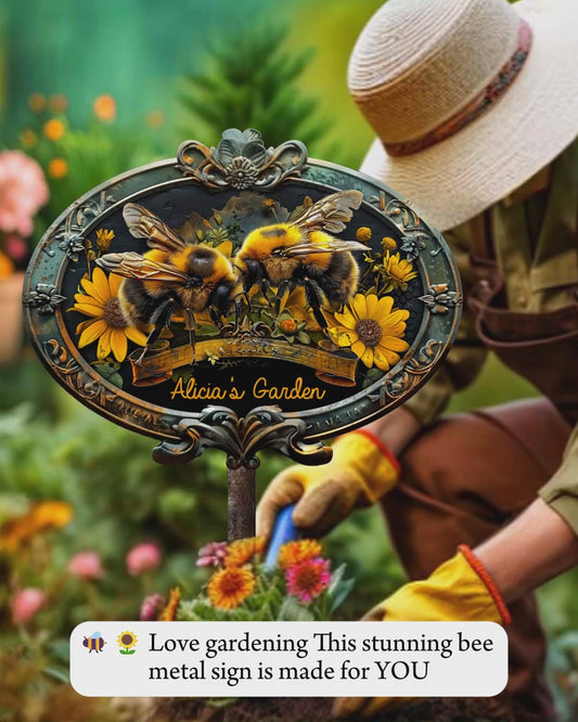 Bienengarten - Personalisiertes Gartenschild aus Metall