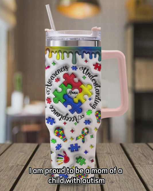 Autismus-Aufklärung – Personalisierter Autismus-Aufklärungsbecher mit Henkel