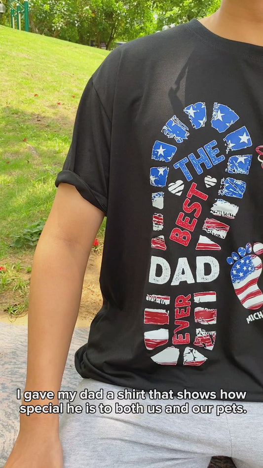 Papa-Pfotenabdrücke – Personalisiertes Vater-T-Shirt und Hoodie