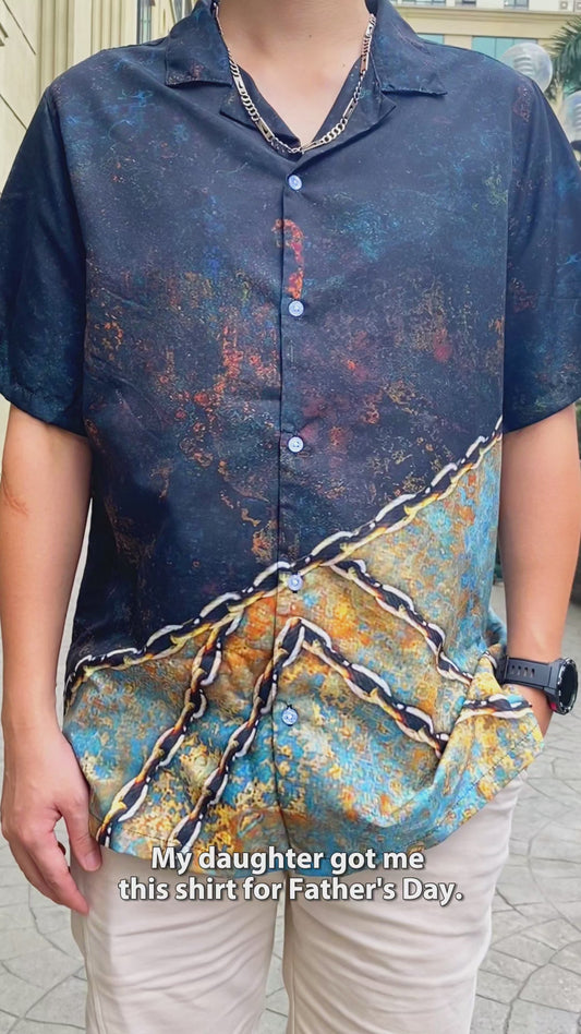 Opas Wolfsrudel Roter Vollmond - Personalisiertes Opa-Hawaiihemd