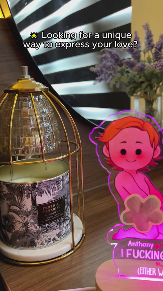 I Love You - Personalized Couple Shaped Plaque Light Base