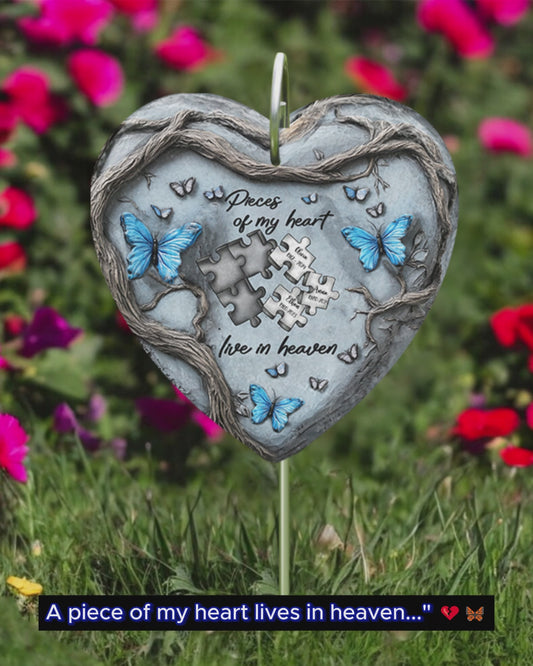 A Piece Of My Heart Lives In Heaven 
- Personalized Memorial Heart Hanging Garden Slate
