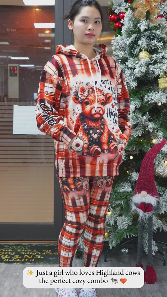 Love Highland Cows - Personalized Highland Cow Hoodie and Leggings