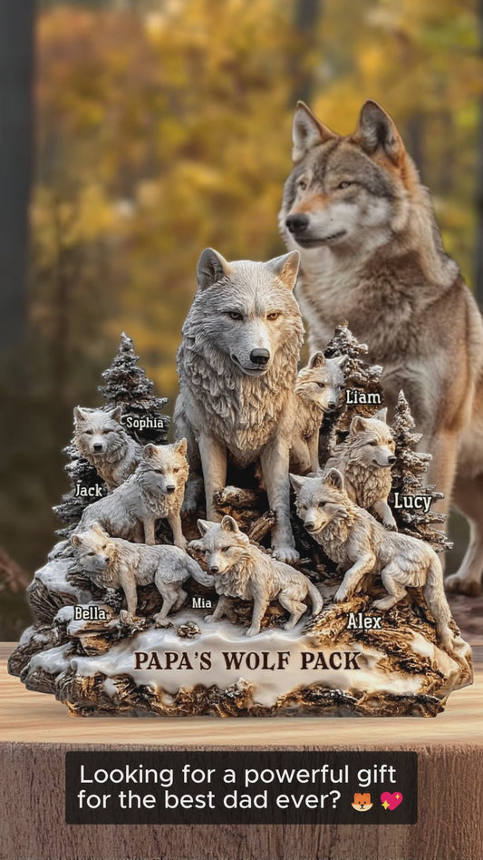 Papa's Wolf - Personalized Father Custom Shaped Acrylic Plaque