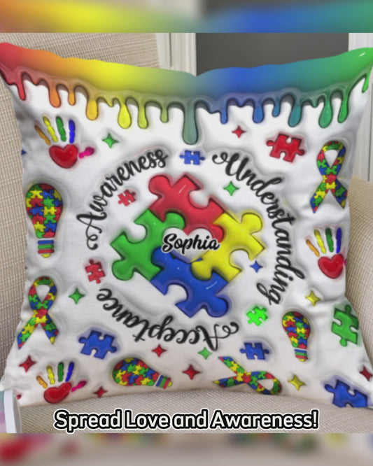 Autism Awareness - Personalized Autism Awareness Throw Pillow
