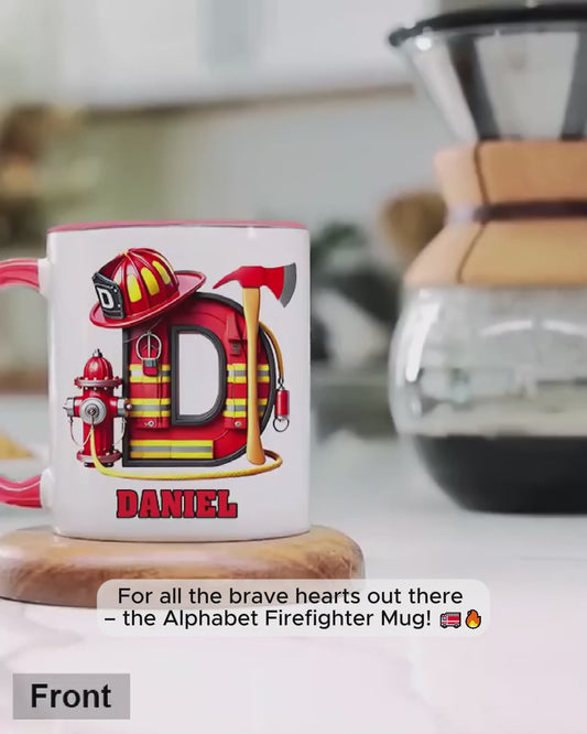 Alphabet Feuerwehrmann - Personalisierte Tasse mit Feuerwehrmotiv