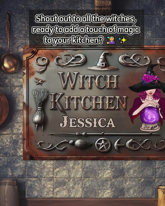 Hexenhaus – Personalisiertes rechteckiges Metallschild „Hexe“