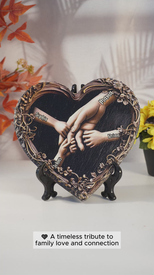 Halte unsere Hände – personalisierter herzförmiger Mutterstein