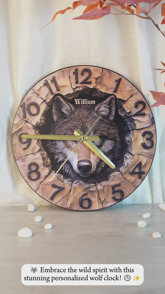 Cool Wolf - Personalized Wolf Wall Clock