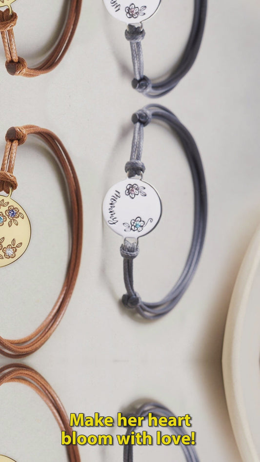 Rundes Anhängerarmband mit Geburtssteinen – Personalisiertes rundes Mutter-Anhängerarmband