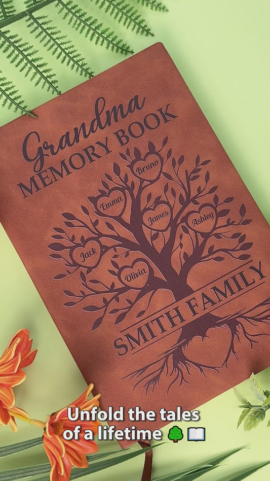 Oma/Opa/Abuela... Erinnerungsbuch – Personalisiertes Oma-Lederjournal
