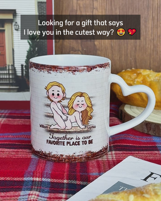 I Love You - Personalized Couple Heart Handle Mug