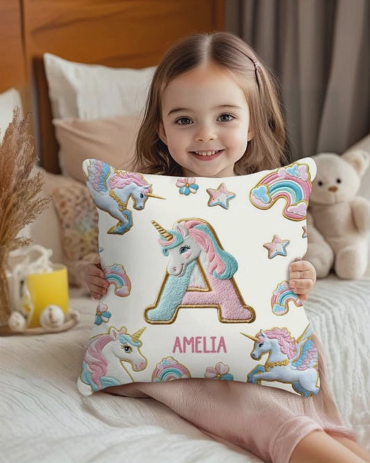 Beautiful Unicorn Alphabet - Personalized Kid Throw Pillow