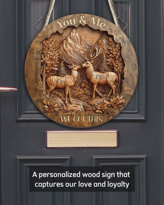 Wir schaffen das – Personalisiertes rundes Holzschild für Paare