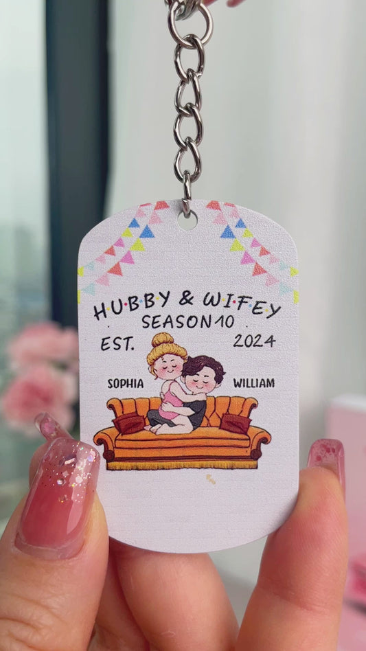 Ehemann & Ehefrau – Personalisierter Schlüsselanhänger aus Edelstahl für Ehemann und Ehefrau