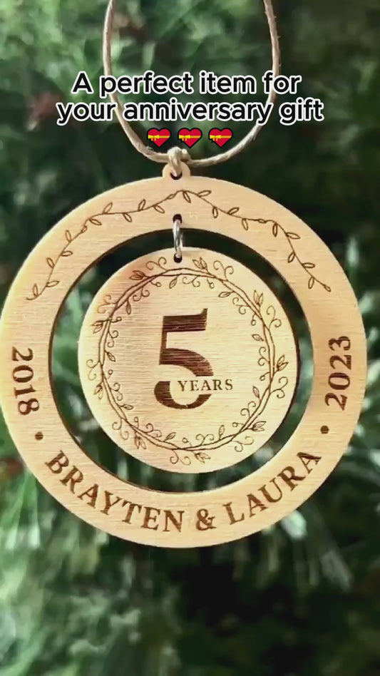 Happy Anniversary - gift for girlfriend, boyfriend - Personalized 2 Piece Wooden Ornament