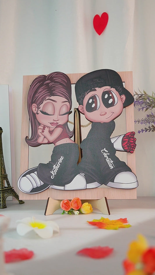 Y2K Couple - Personalized Couple 2 Layered Wood Sign / Wood Plaque