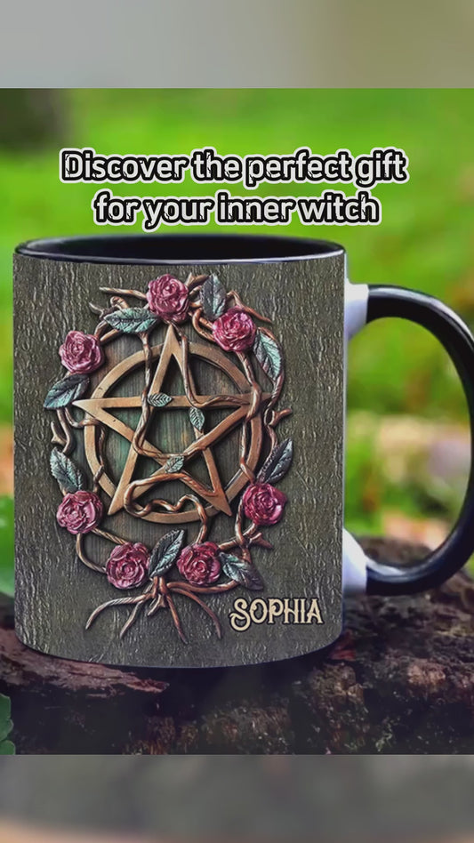 Mystische Hexe Antike Rosen - Personalisierter Hexen-Akzentbecher
