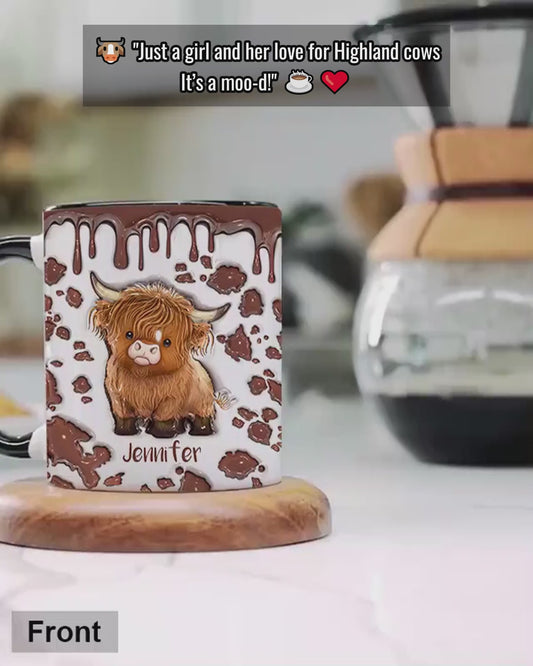 Personalisierte Tasse für ein Mädchen, das Hochlandrinder liebt