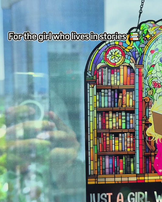 Einfach ein Mädchen, das Bücher liebt – Personalisierter Buch-Fensterhänger-Sonnenfänger 