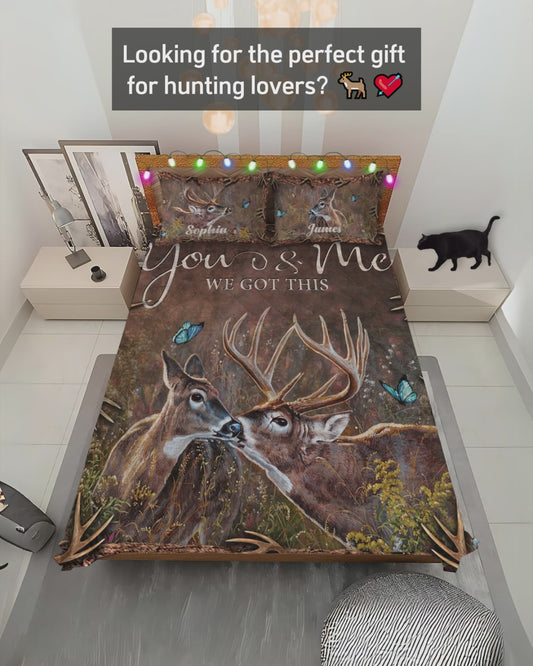 Hunting Couple - Personalized Quilt Set 112021