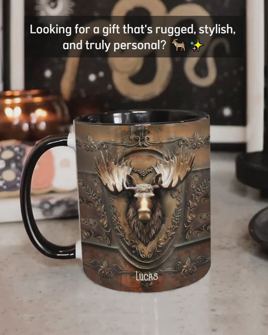 Wunderschöner Elch, Wildtruthahn, Fuchs, Ente – personalisierter Becher mit Jagdmotiv