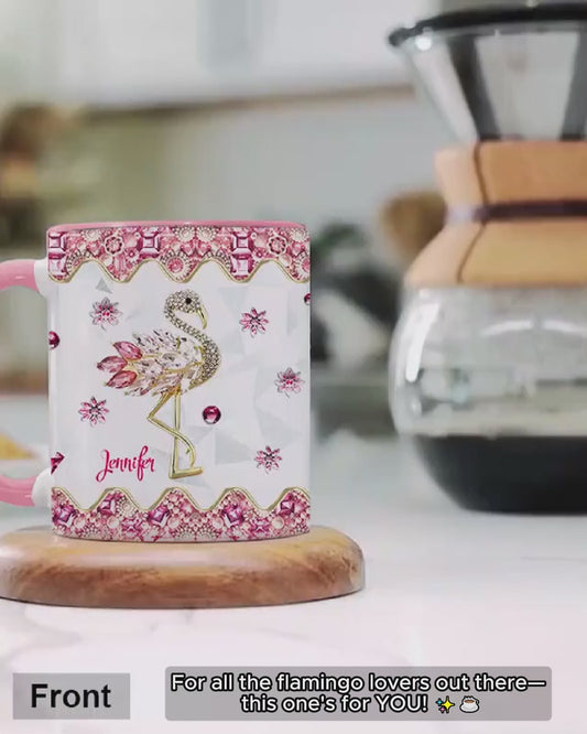 Einfach ein Mädchen, das Flamingos liebt – personalisierte Tasse mit Flamingo-Akzent