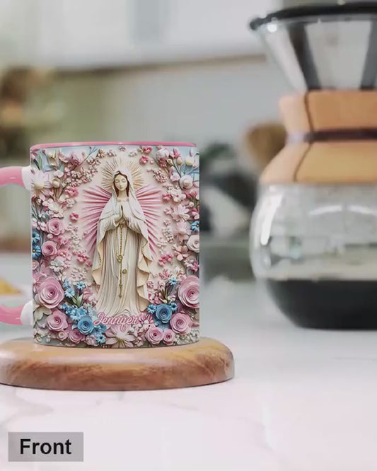 Floral Serenity of Mary - Personalized Christian Accent Mug