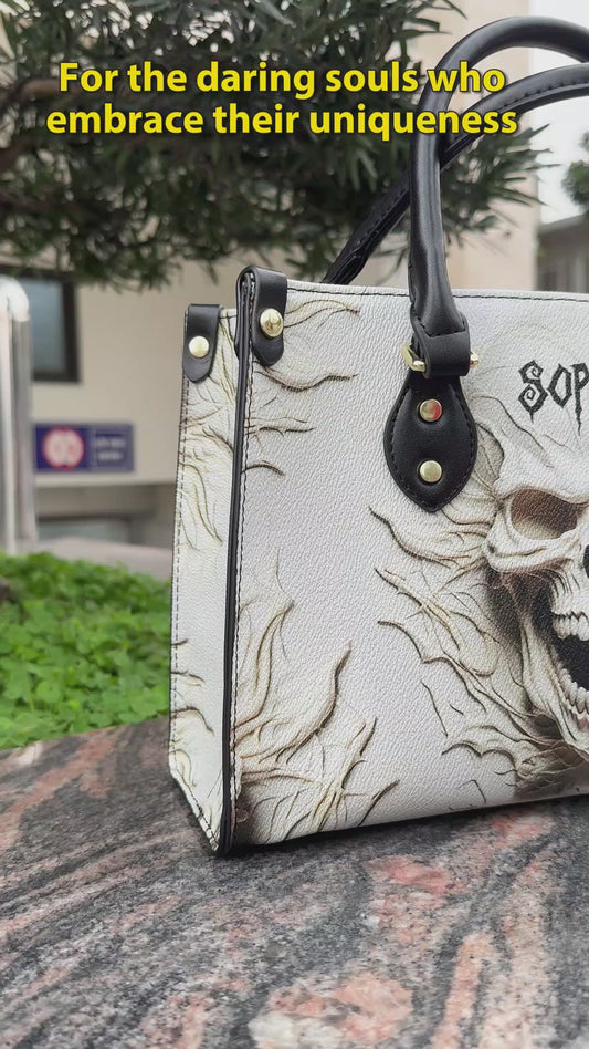 Beautiful White Skeleton - Personalized Skull Leather Handbag
